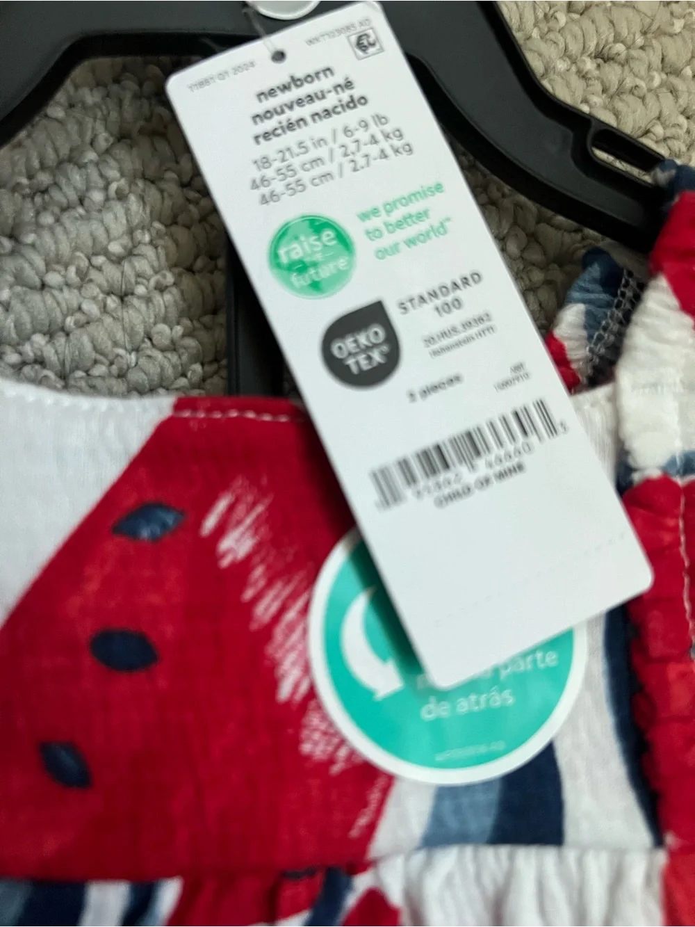 Carter's Child of Mine baby girl watermelon-patterned  Shorts set Size NB -$7